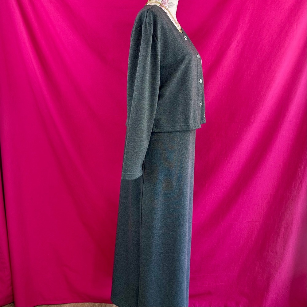 2 Piece Set Graphic Maxi Long Dress Cardigan Gray Fashion Artsy Novelty S Cite - Picture 15 of 17